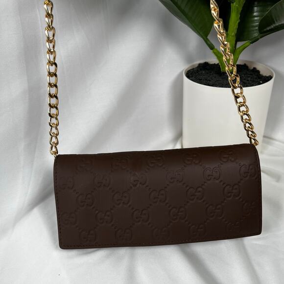 GUCCI Y2K Brown Continental Wallet Imprint Pattern - Picture 1 of 15